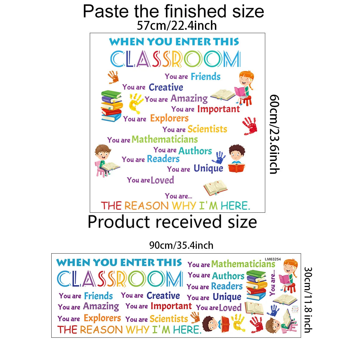 Inspirational slogan wall stickers featuring positive attributes like friends, creative, amazing, important, explorers, scien