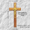 A wooden crucifix with a gold-plated zinc alloy Jesus Christ figure, measuring 15.7cm long.