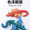 A set of three gradient printed dragon figurines in orange, green, and blue.