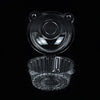 Clear cupcake boxes with decorative lids and ruffled bottoms for parties and events