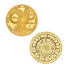 A gold-colored commemorative iron coin featuring a ram's head design.
