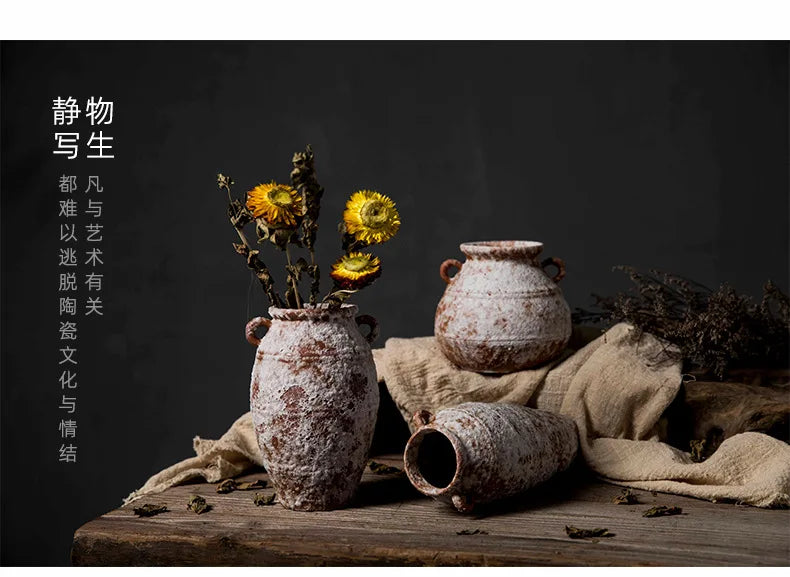 Mottled Ceramic Flower Vase – Antique Style Home Decor