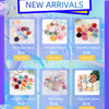 A collection of floral fabric patches including silk flower heads, peony flowers, and artificial flowers for crafting.