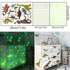 Glow-in-the-dark dinosaur wall stickers featuring various dinosaurs and jungle plants for kids' rooms