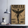A vintage poster featuring the band Nirvana with the text Sebadoh and The Raincoats on a dark background.