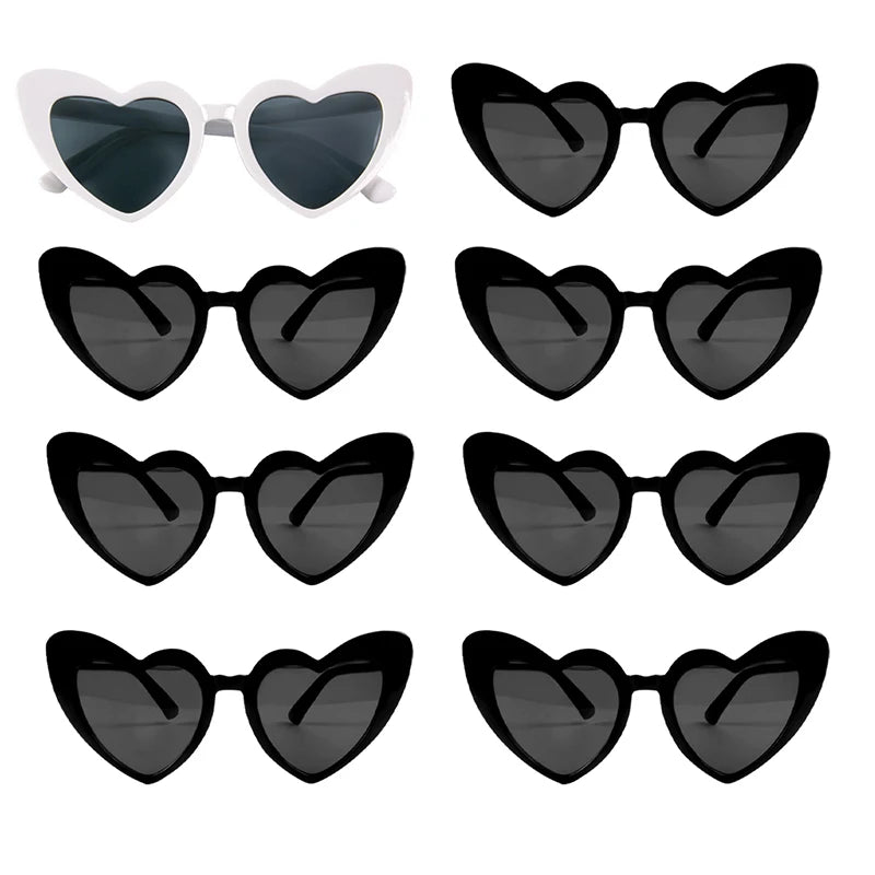 A set of black heart-shaped sunglasses for special events