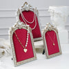 European-Style Velvet Jewelry Display Stand with Silver-Plated Floral Detail