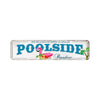 Vintage metal sign with the text DO A LOT OF SIPPIN' & CHILLIN' and POOLSIDE Paradise featuring a pink flamingo.