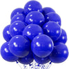 A cluster of blue latex balloons tied together for parties and celebrations