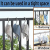 Stainless steel hanging shoe organizer with double hook used for balcony and window storage
