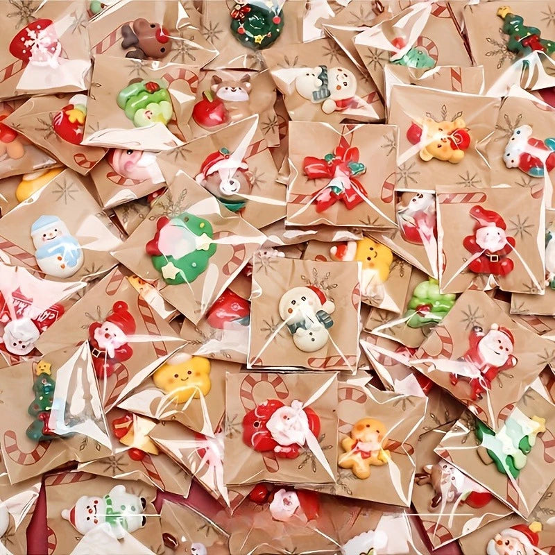 Assorted Christmas resin fridge magnets featuring Santa, snowman, and tree designs in various colors