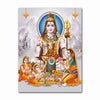 Canvas art print depicting Lord Ganesha with Shiva and Parvati in a divine setting.