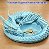 Light blue dragon design decorative tray for jewelry and small items with gold keys inside
