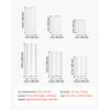 A set of clear glass cylinder vases with white pillar candles for weddings and home décor.