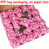 A box filled with pink artificial rose flowers, packaged without a paper box.