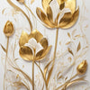 Arte floral de girasoles prensados en foil dorado con elegantes hojas y tallos sobre fondo claro