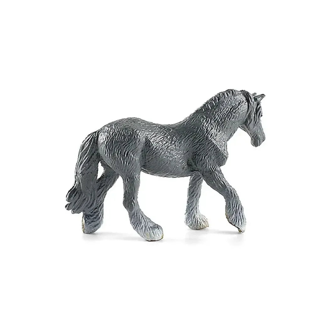 A realistic gray horse figurine from an educational toy set.