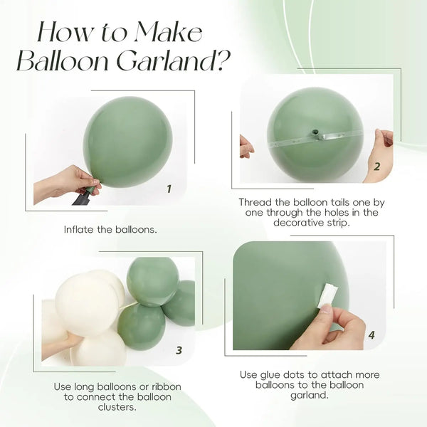 Sage Green and Gold Balloon Arch Kit with White Accents for Weddings, Baby Showers & Birthdays