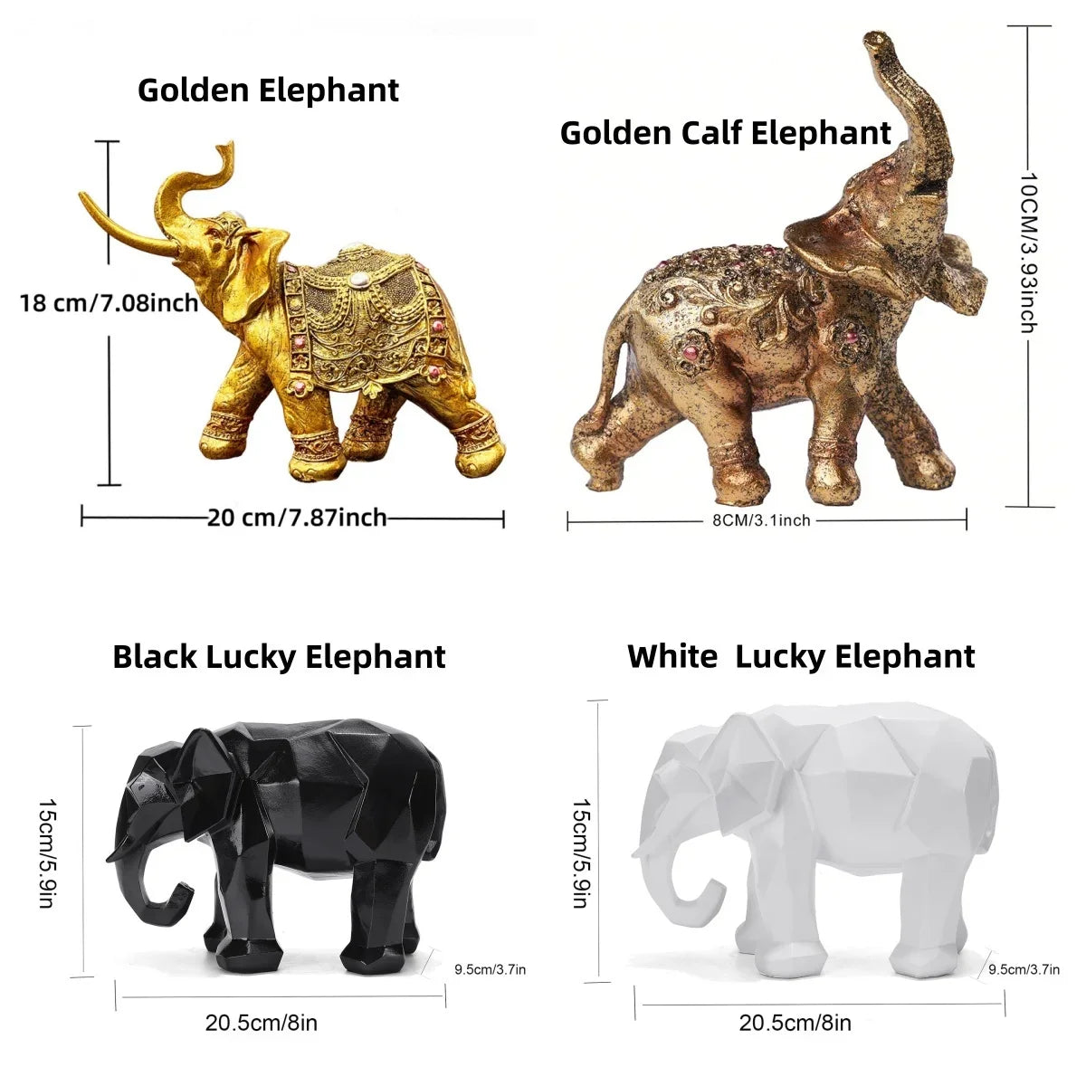 Boho Elephant Resin Statue – Handcrafted Ethnic Home Decor