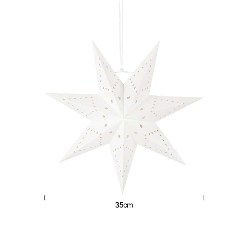 White elegant hollow star pendant light decor with gold accents
