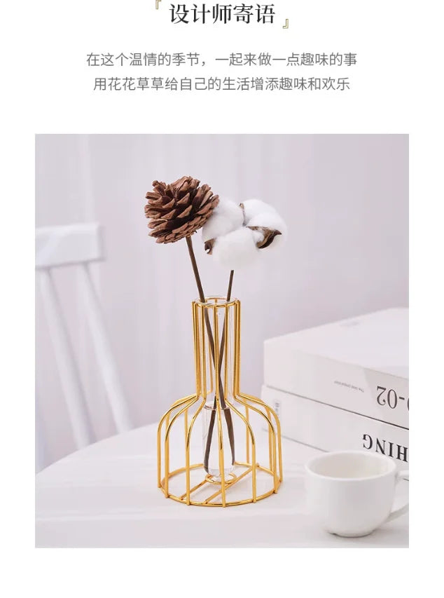 Handcrafted Iron Hollow Vase for Flower Arrangements