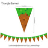 A triangular banner design showing a cross-section of a carrot, with 12 printed flags.