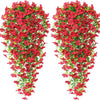 Deux arrangements verticaux de vignes de glycine rouges artificielles pour décoration florale