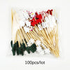 A clear plastic bag filled with 100 pearl-tipped bamboo cocktail picks in various colors including red, white, and green.