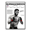 A black and white poster featuring the name and record of fighter Nurmagomedov