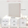 A beige linen scrapbook photo album showing various sizes of photo holders and pages.