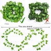 A set of artificial ivy garlands showing a wreath design and individual strands measuring 7 FT/2.1m.