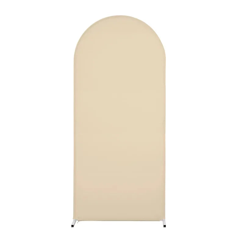 A beige double-sided arch backdrop cover.