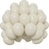 A bunch of white latex balloons tied together, ready for a party.