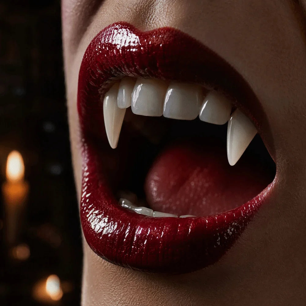 Realistic Resin Vampire Fangs with Adhesive Gel for Halloween Cosplay
