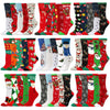 A pack of five Christmas women's socks featuring reindeer, tree, and festive patterns in red, green, and black.