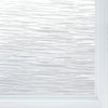Close-up of frosted glass window privacy film with a vertical wood grain texture and white frame.