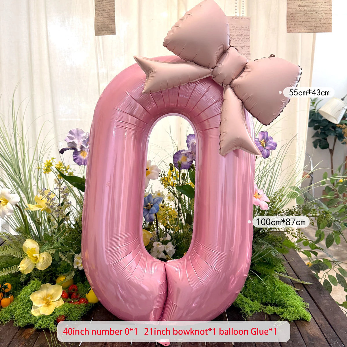 Pink Bowknot Number Foil Balloons – 40-Inch Party Decoration Set