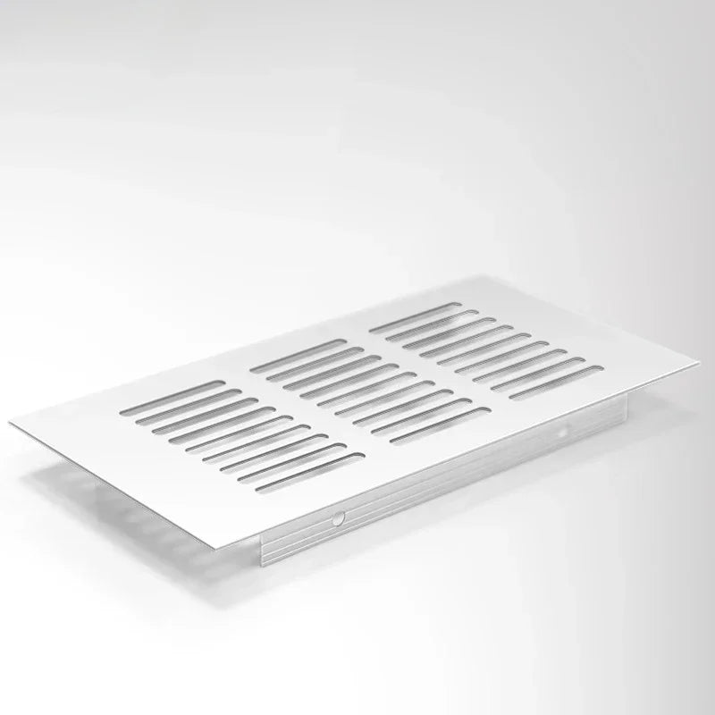 A rectangular aluminum alloy ventilation grille with parallel slats, shown from above.