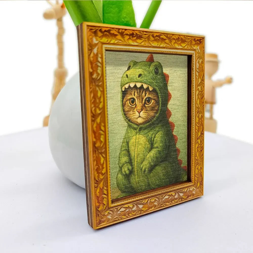 Vintage Cat in Dinosaur Costume Fridge Magnet