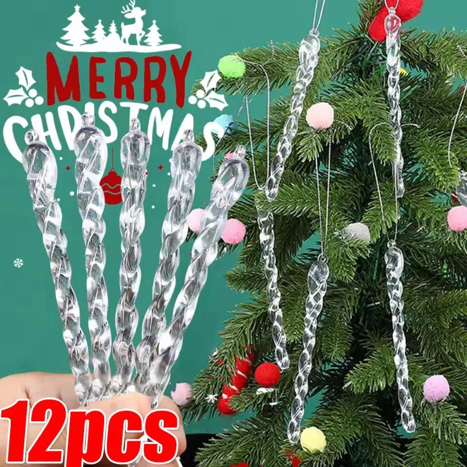 Acrylic Icicle Christmas Tree Ornaments (Set of 12)