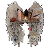 Boho wood angel wing wall shelf featuring crystal and decorative elements.