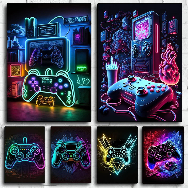 Neon Gamer Controller Diamond Painting Kit