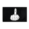 A black flag featuring a white hand gesture with the index finger extended.
