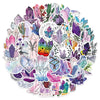 A circular arrangement of colorful crystal and witch themed stickers featuring various gemstone shapes and mystical elements.