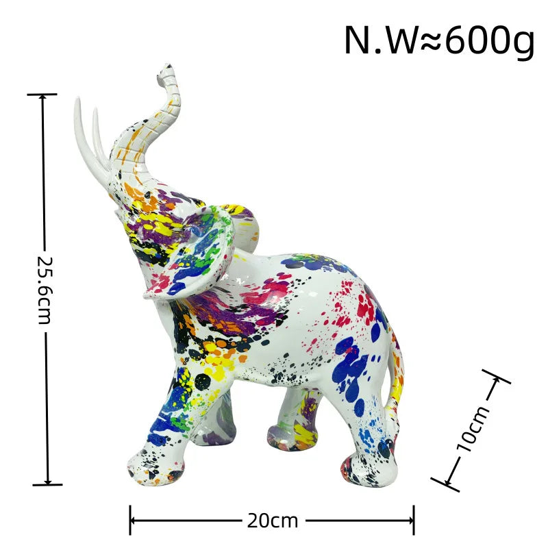 Colorful Elephant Resin Figurine for Home Decor