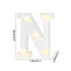 A white alphabet letter light shaped like the letter N with warm white LED lights.