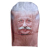 A close-up of a double-sided full face balaclava mask in a muted pinkish-brown color.