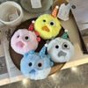 A collection of adorable plush doll keychain charms featuring yellow, pink, and blue animal-like figures.