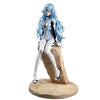 Anime portrait PVC figure of a blue-haired woman in white and blue attire standing on a round base