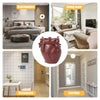 Heart-shaped resin pen organizer displayed in various room settings including a bedroom, living room, and corridor.